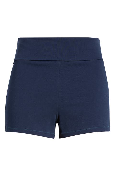 Stretch Cotton Jersey Foldover Shorts
