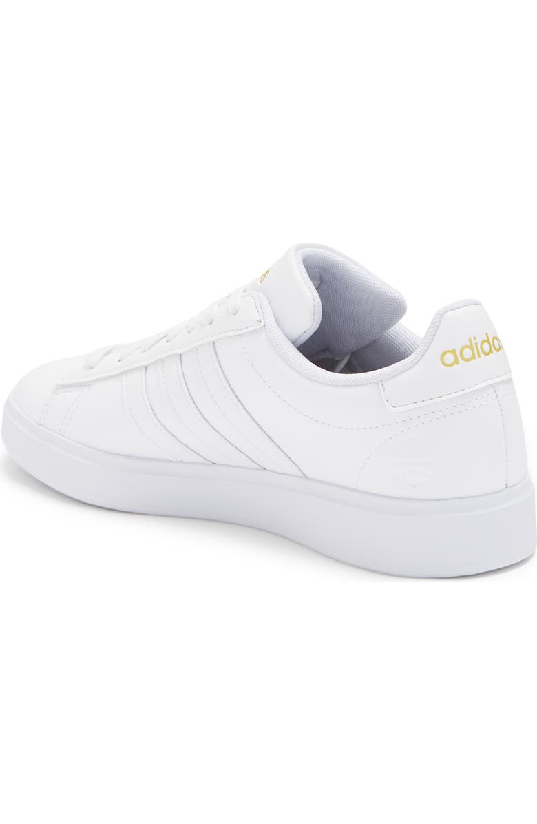 adidas Grand Court 2.0 Sneaker, Alternate, color, White/ White/ Gold Met.
