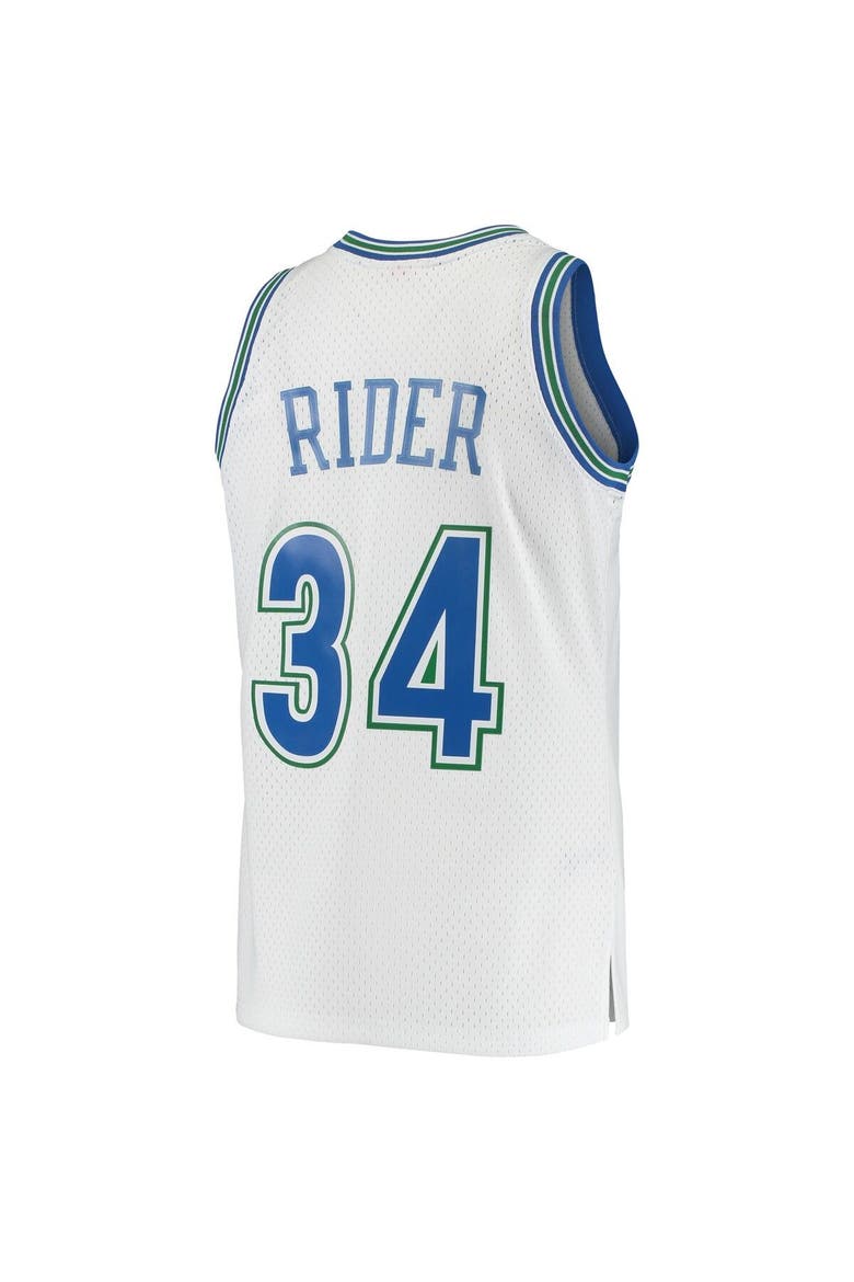Men's Mitchell & Ness Isaiah Rider White Minnesota Timberwolves 1995/96 Hardwood Classics Swingman Jersey, Alternate, color, White