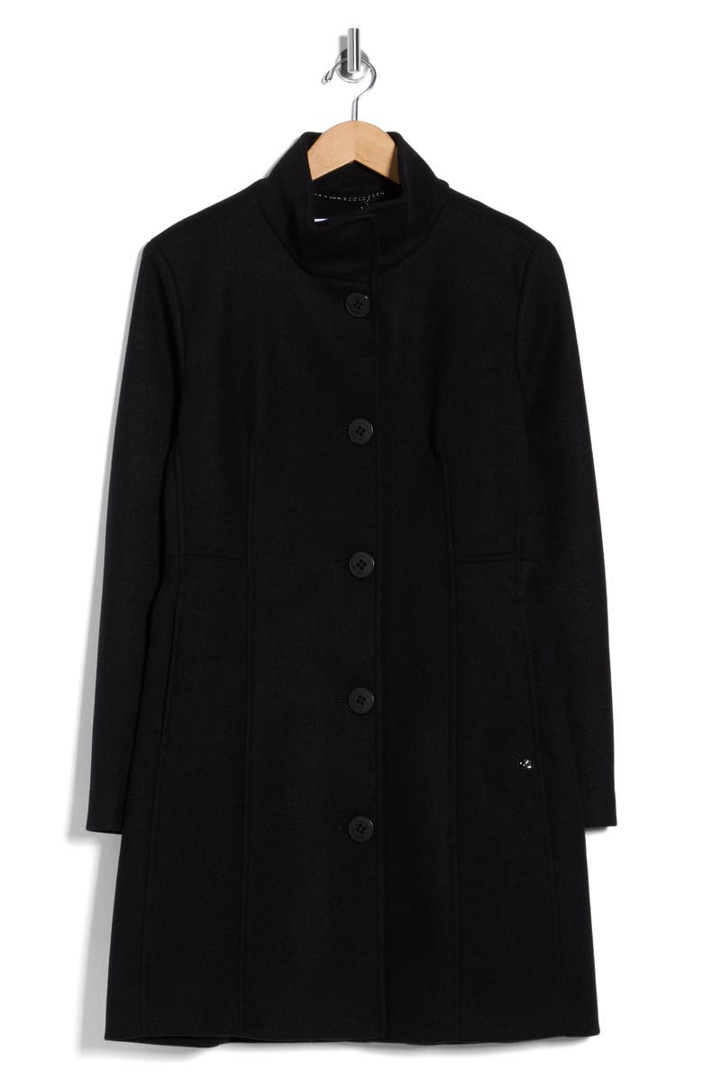 Calvin Klein Stand Collar Coat, Alternate, color, Black