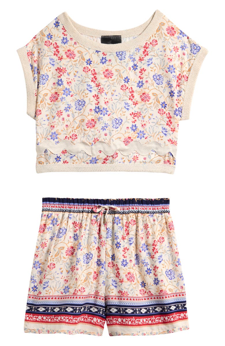 Ava 
Yelly Kids
 Cover-Up Shirt 
Shorts Set, Main, color, Ivory Multi