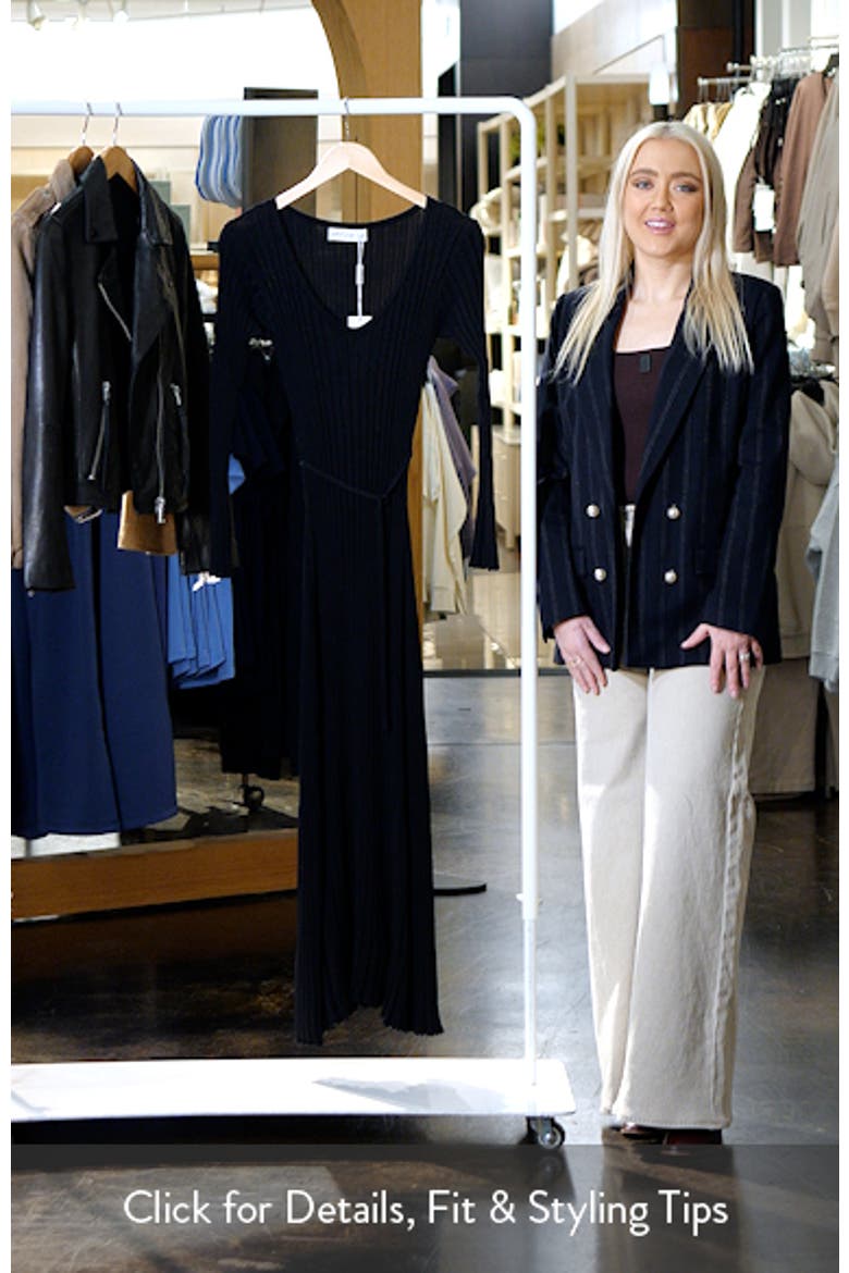 Lina V-Neck Long Sleeve Midi Sweater Dress video