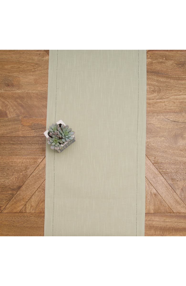 C&F Home Hemstitch Solid Green 100% Cotton Cloth Table Runner 14" x 72", Main, color, Green