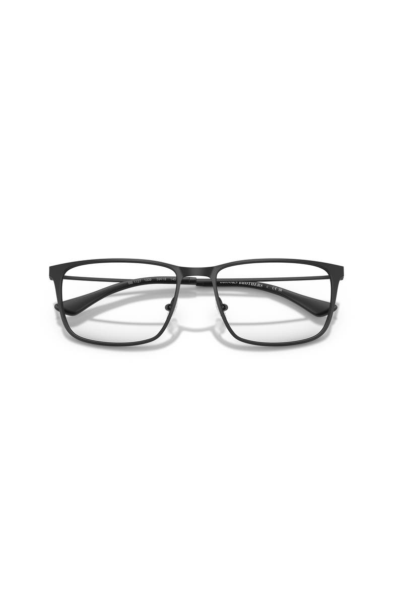 Brooks Brothers 59mm Rectangle optical glasses, Alternate, color, Black