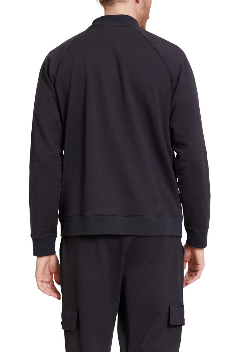 Malibu Collection® Pima Cotton Fleece Half Zip Sweatshirt, Alternate, color, BLACK