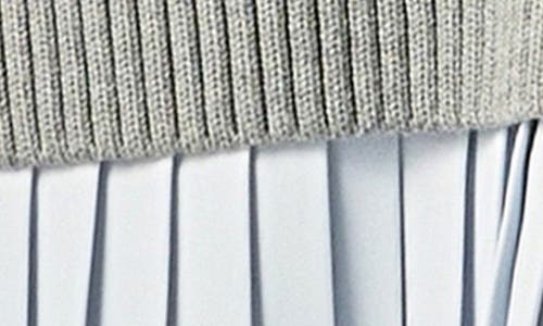 English Factory Long Sleeve Pleated Mixed Media Sweater Dress In Gray