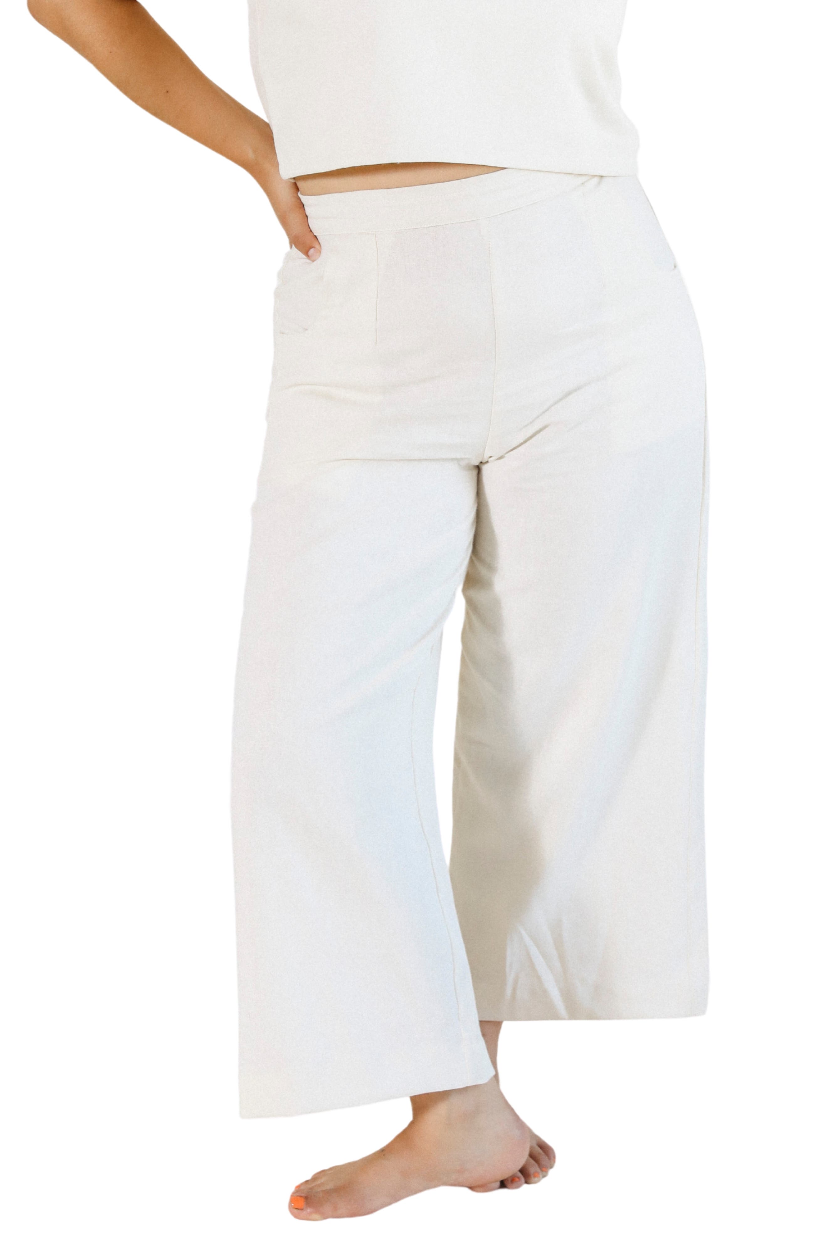 Poplinen Nin Linen Pant In White