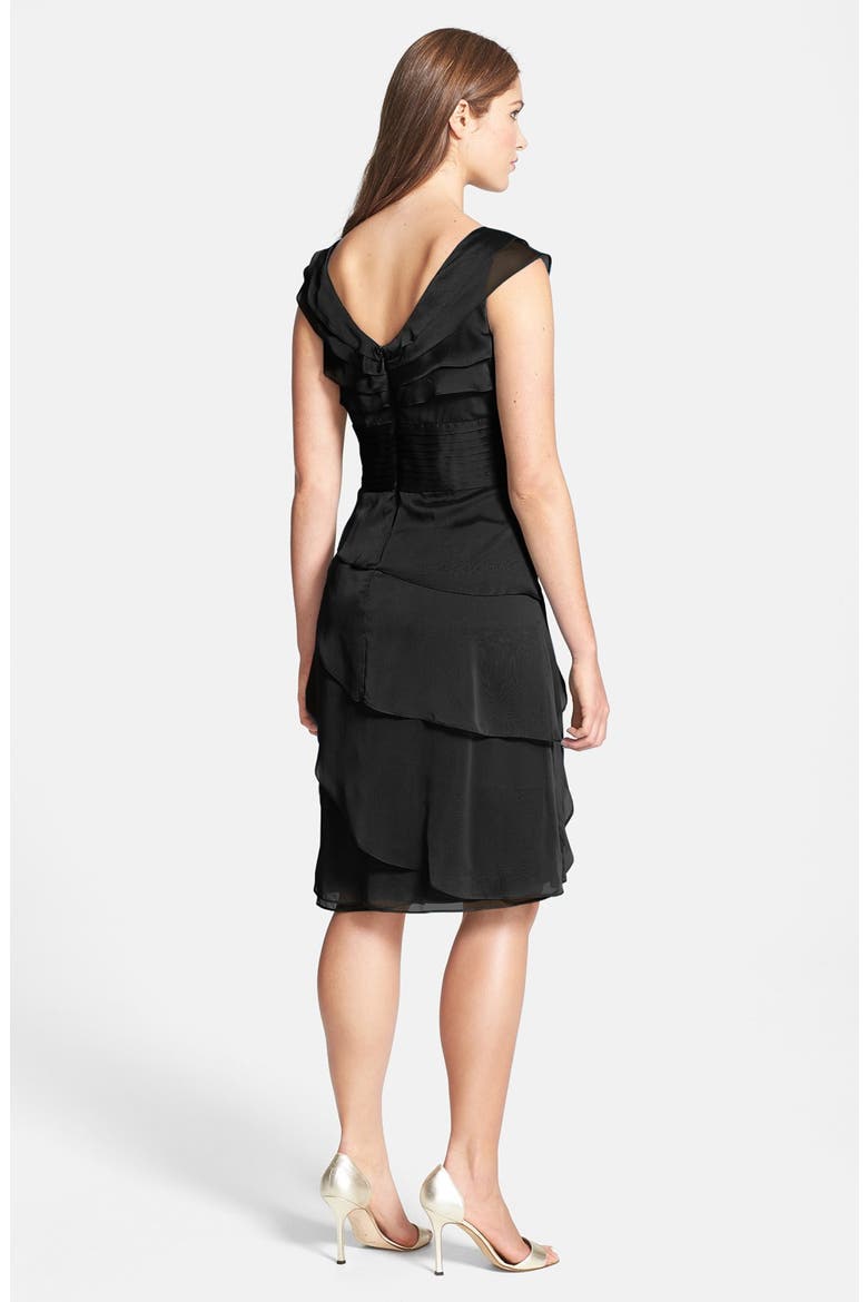 Tiered Chiffon Dress, Alternate, color, BLACK