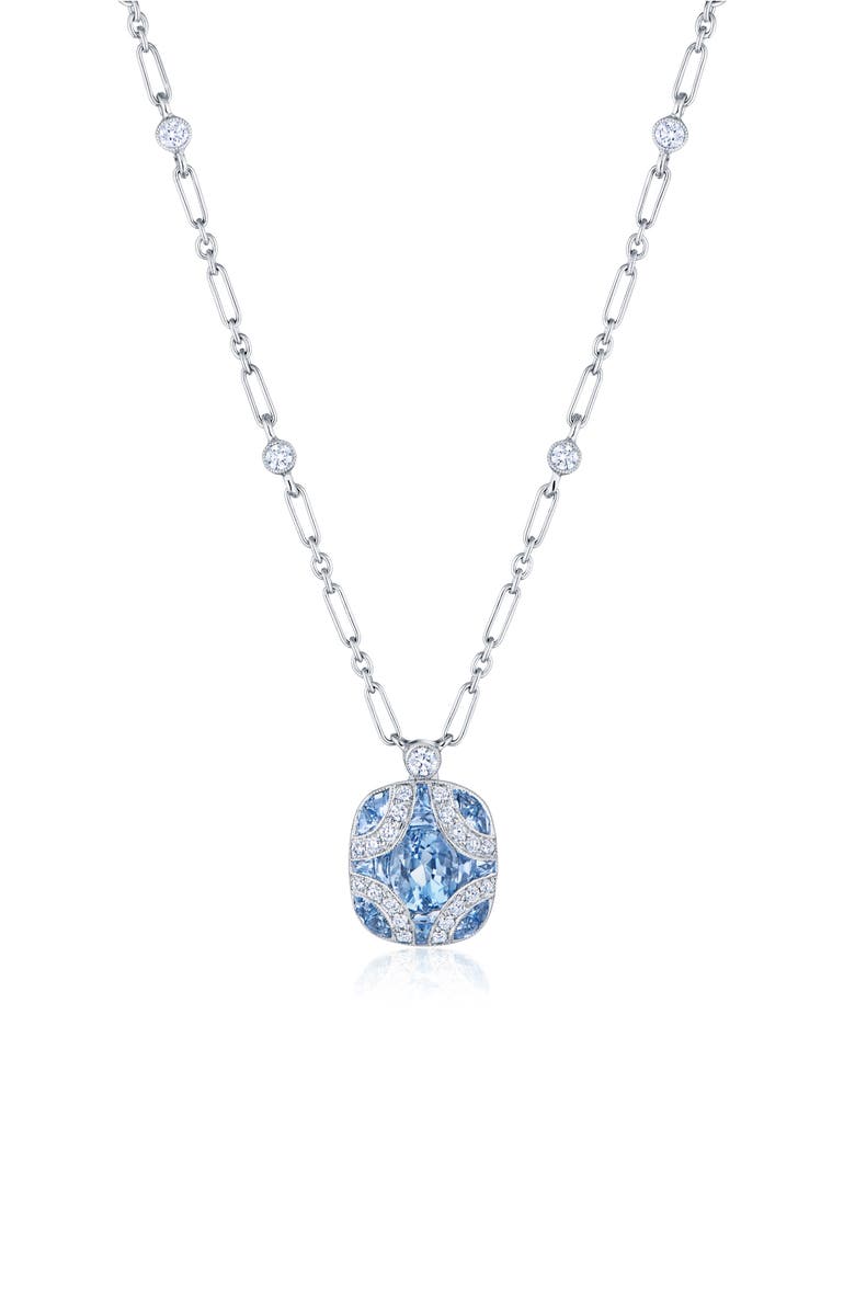 Kwiat Argyle Aquamarine Diamond Pendant Necklace, Main, color, 