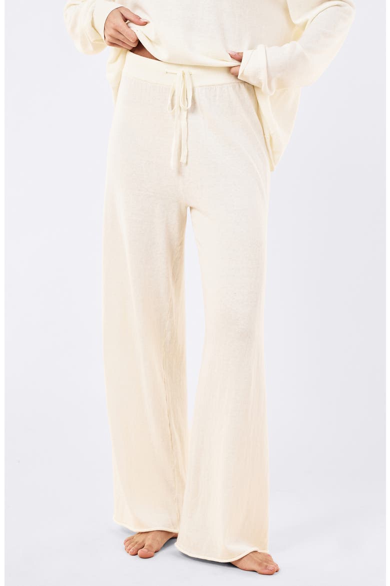 Cotton and Cashmere Knit Lounge Pants, Main, color, SOFT CREAM