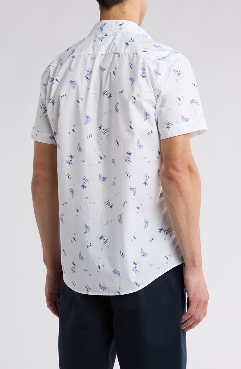 Rodd & Gunn Forest Estate Print Cotton Short Sleeve Button-Up Shirt, Alternate, color, White/ Blue