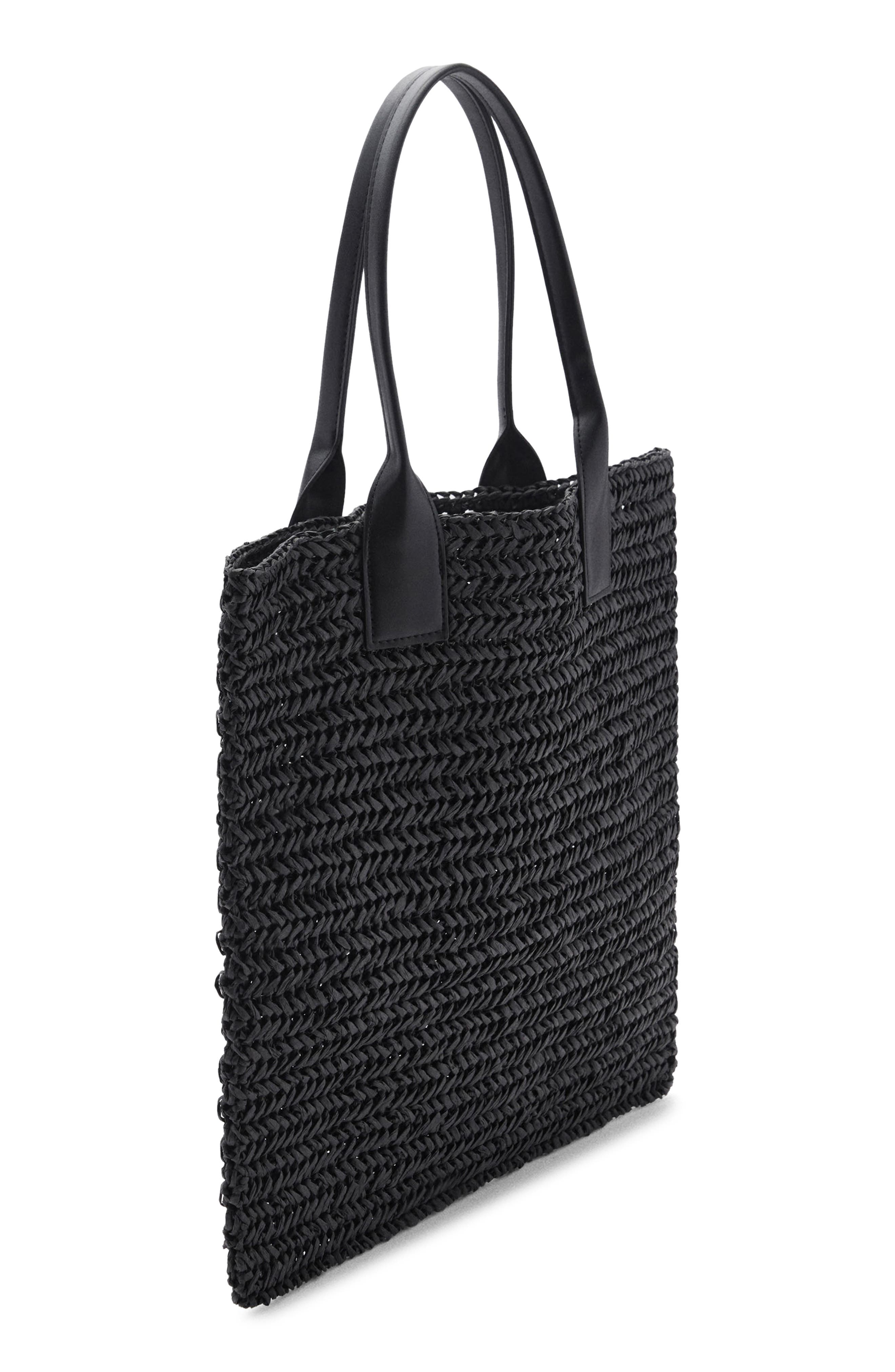MANGO Braided Straw Shopper, Alternate, color, 