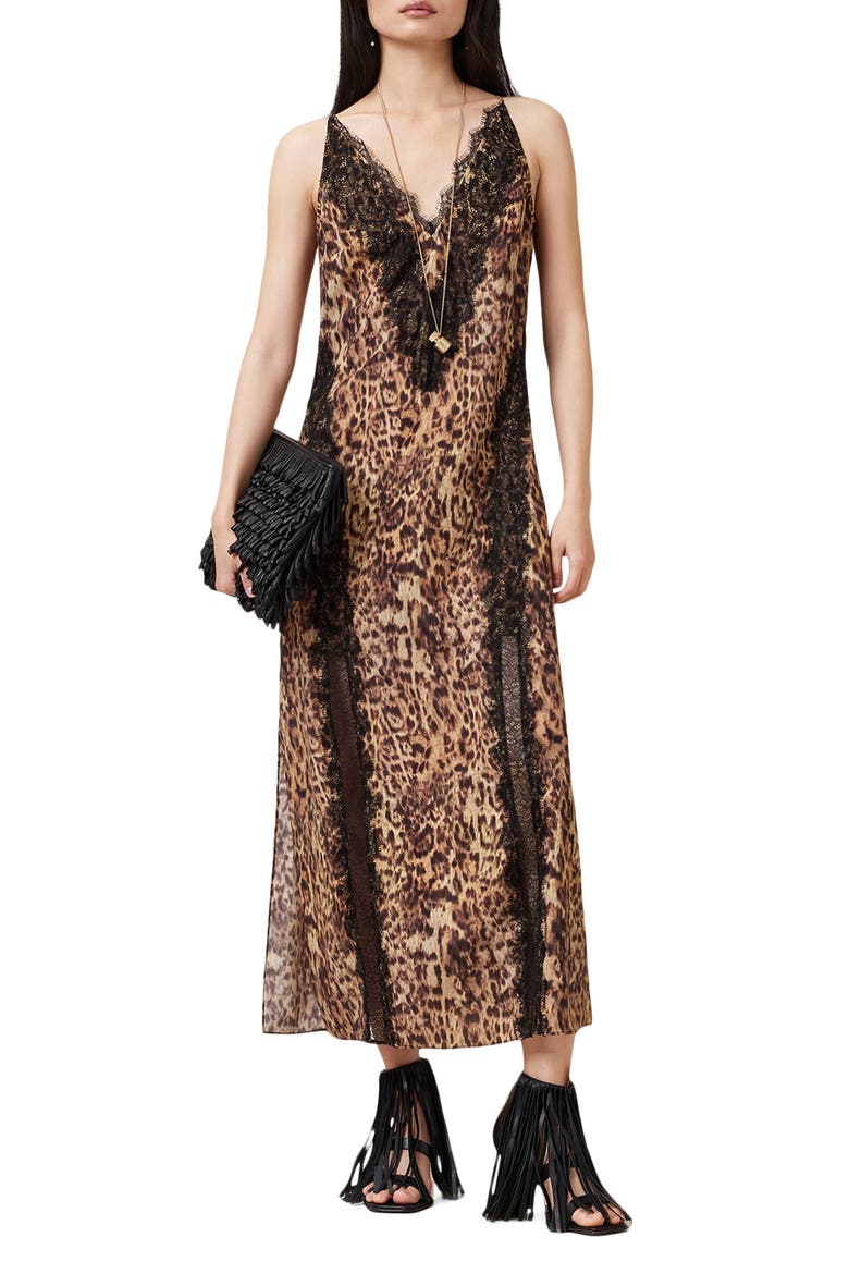 Melia Lace Trim Slipdress, Alternate, color, EVIA GOLDEN BROWN