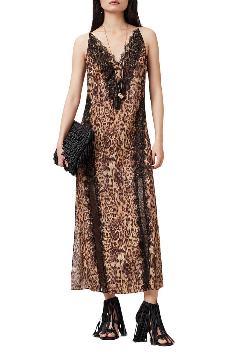 AllSaints Melia Lace Trim Slipdress, Alternate, color,