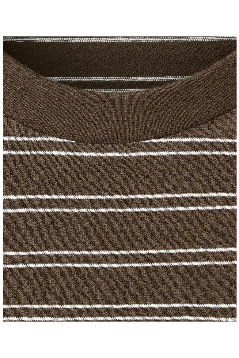 Regular Fit Stripe Cotton & Linen T-Shirt, Alternate, color, CHOCOLATE