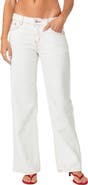 EDIKTED Strawberry Bow Pocket Straight Leg Jeans