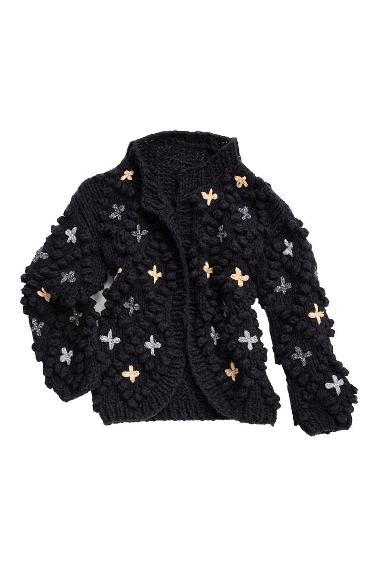 Aria Crochet Cardigan, Alternate, color, BLACK