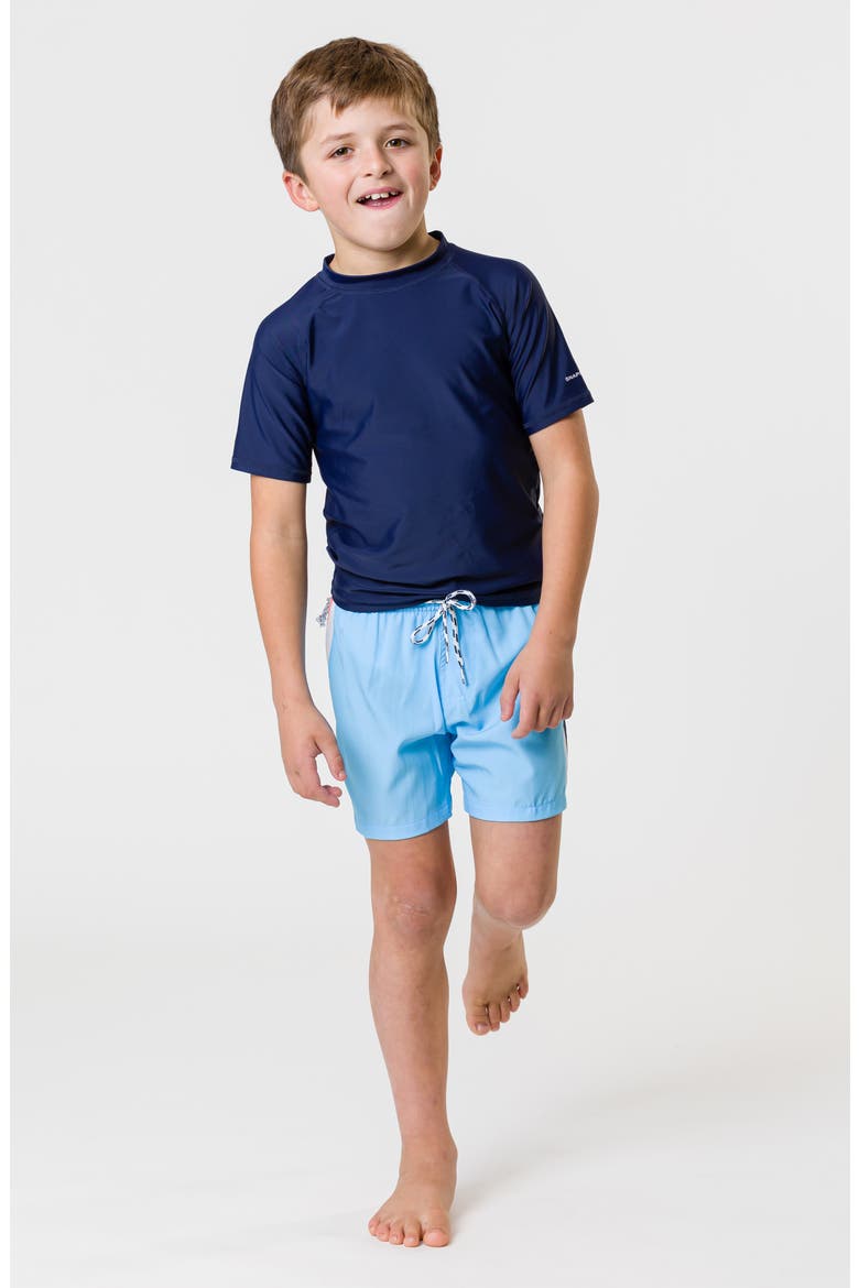 Kids' Retro Volley Board Shorts, Alternate, color, BLUE