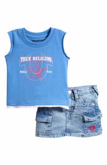True Religion Tank Top & Denim Skirt Set