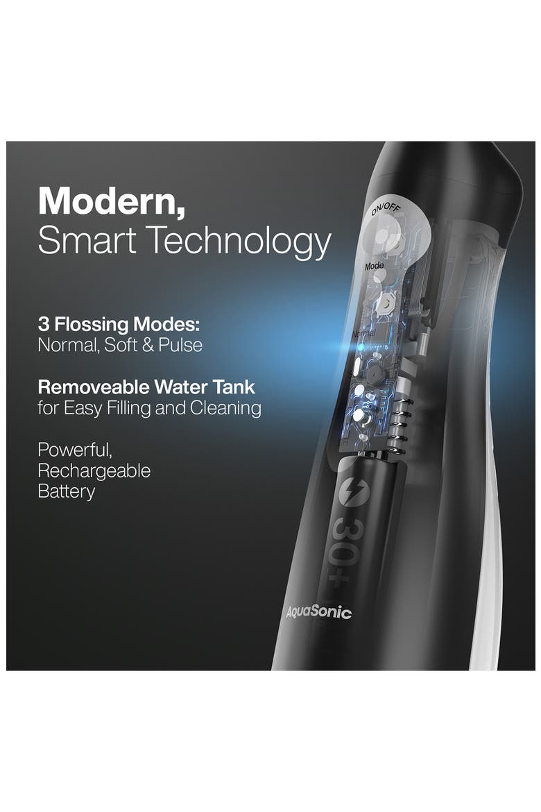 Aqua Flosser Cordless Rechargeable Water Flosser in Black, Alternate, color, BLACK