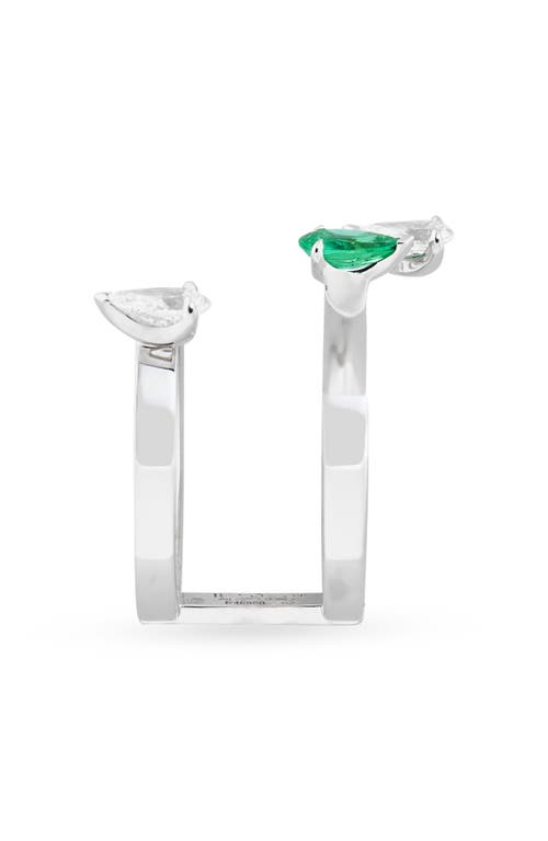 Repossi Serti Sur Vide Diamond & Emerald Open Ring
