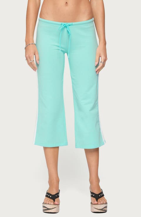 Milene Side Stripe Terry Drawstring Capri Pants