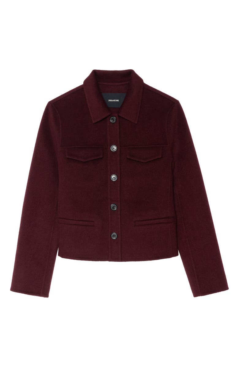 Zadig & Voltaire Liam Wool Blend Jacket, Alternate, color, Burgundy