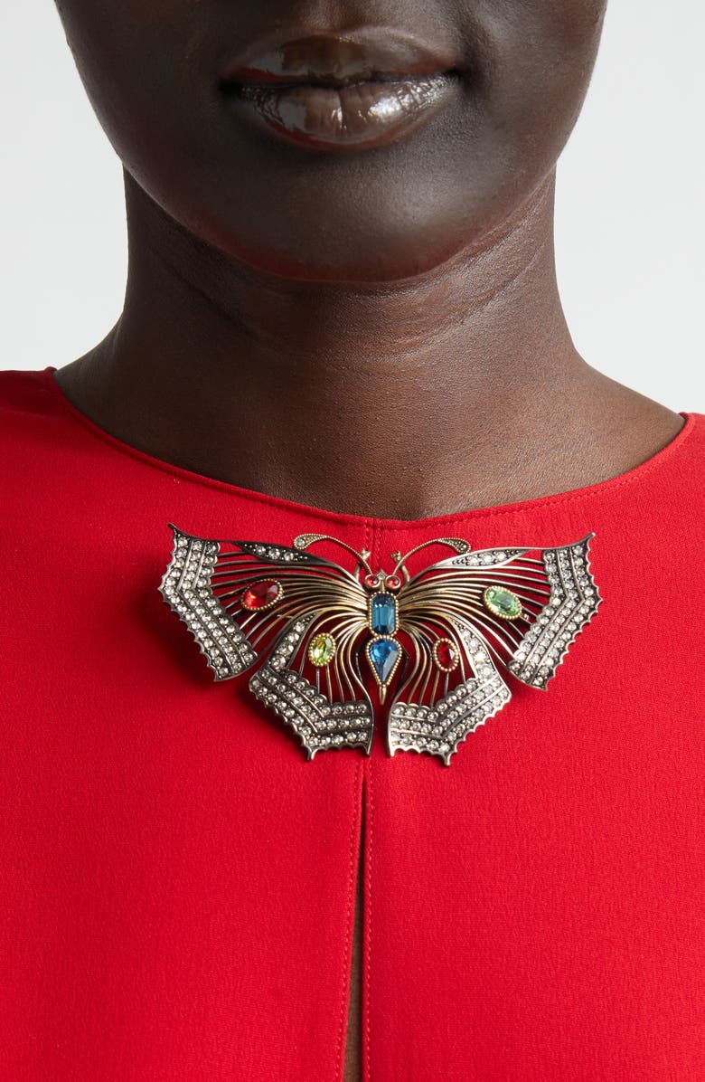 Valentino Garavani Vouloirvoler Butterfly Brooch, Alternate, color, Silver Multi