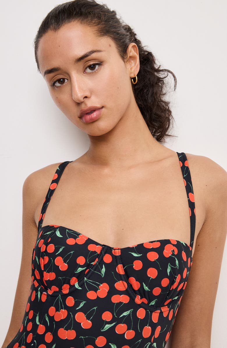 Good American Cherry Underwire One-Piece Swimsuit, Alternate, color, 