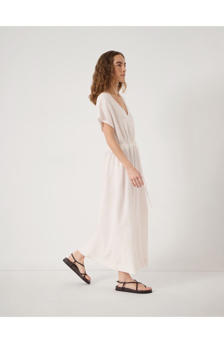 Hush Remy Pleated Linen Blend Midi Dress, Alternate, color, White