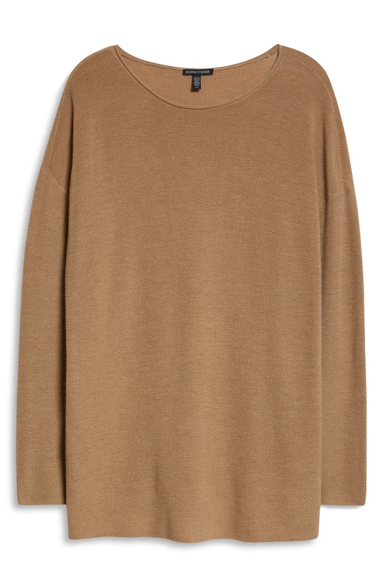 Eileen Fisher Bateau Neck Merino Wool Tunic Sweater, Alternate, color,