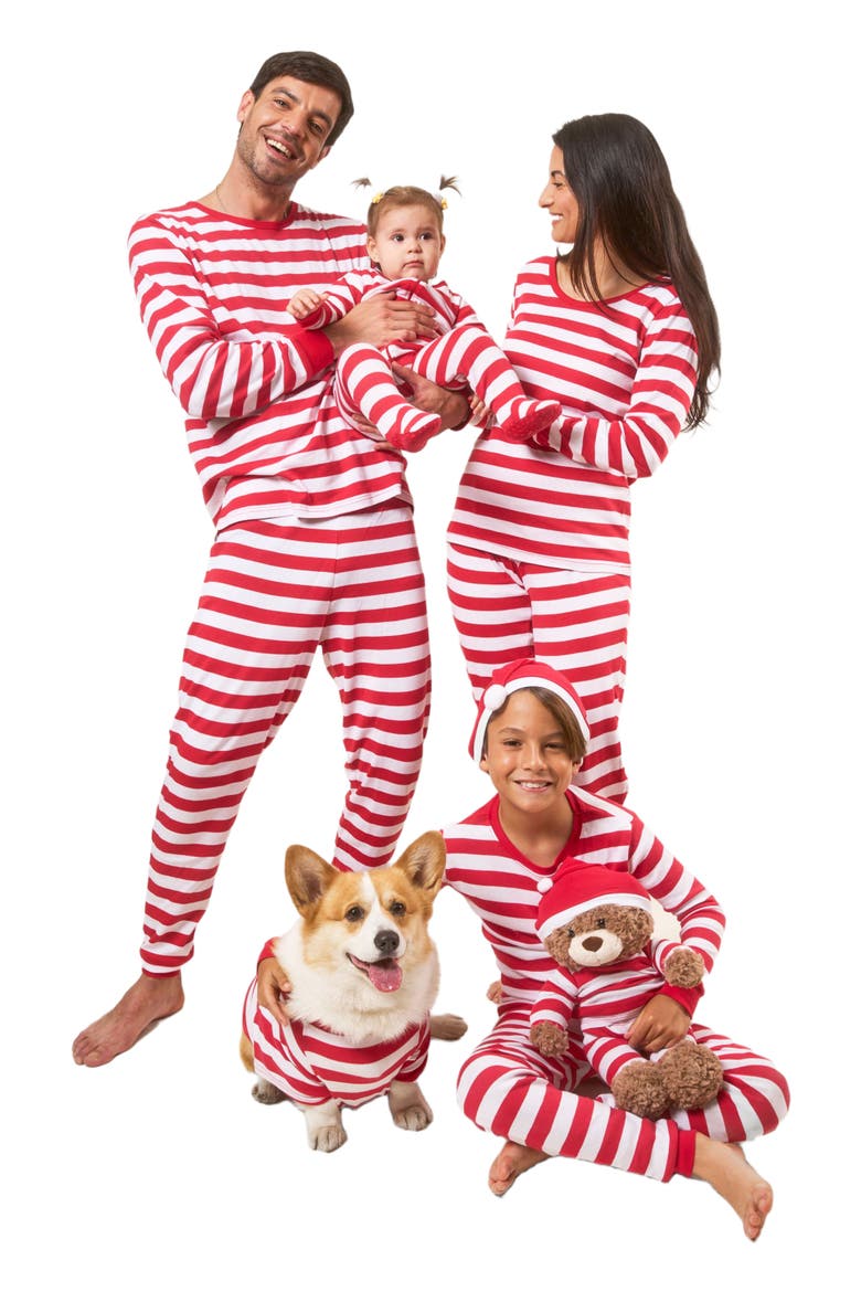 Women's Cotton Striped Matching Family Holiday Pajamas, Alternate, color, Red & White