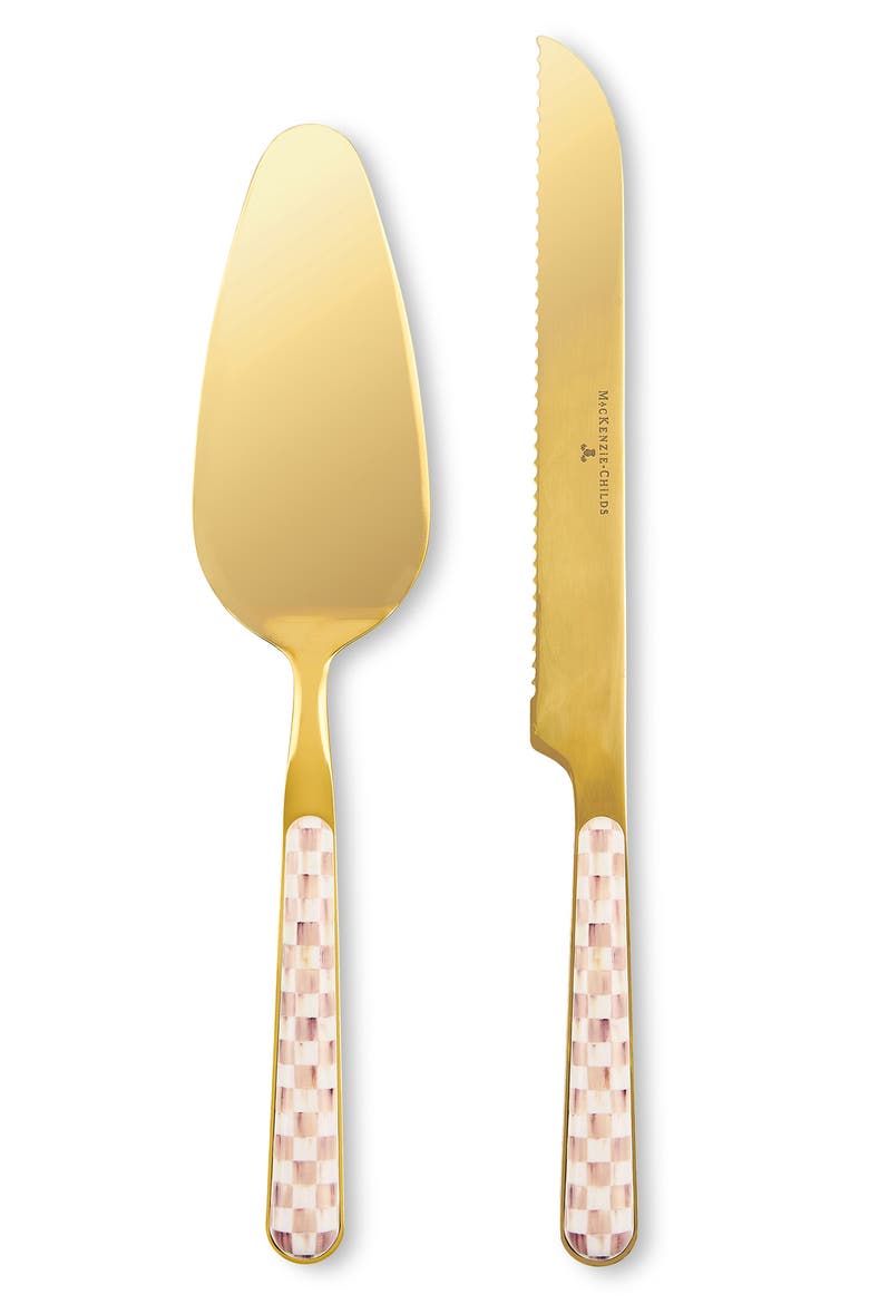 Mocha Check Cake Server Set, Main, color, MOCHA