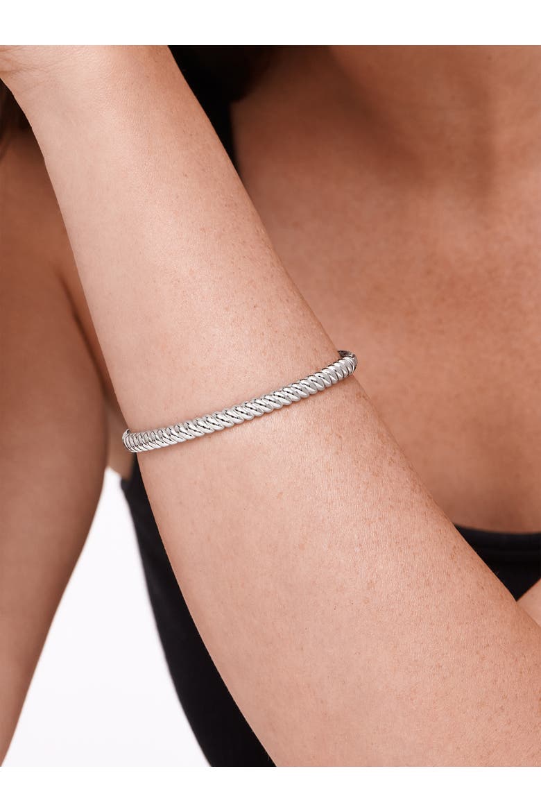 Rope Bangle Bracelet in Rhodium Plated Sterling Silver, Alternate, color, Silver