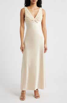 Serefina Beaded Sleeveless Satin Gown