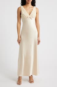Saylor Serefina Beaded Sleeveless Satin Gown