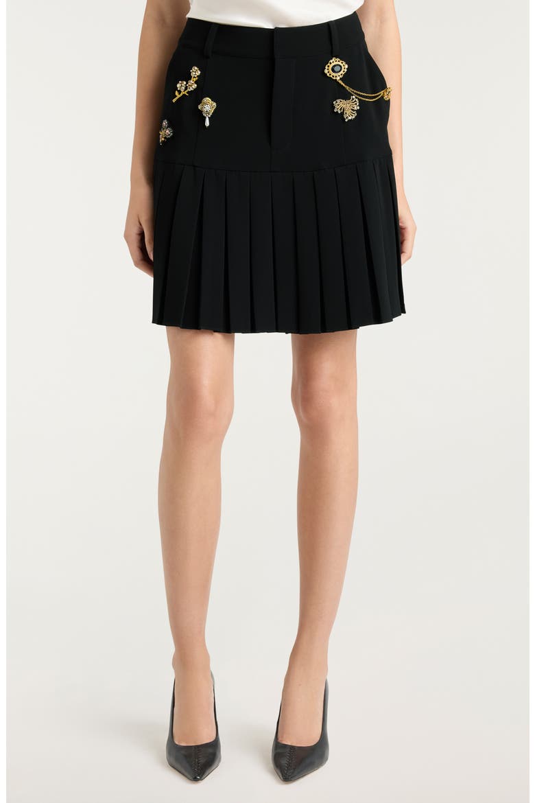 Brooch Embellished Pleated Miniskirt (Women) | Nordstrom
