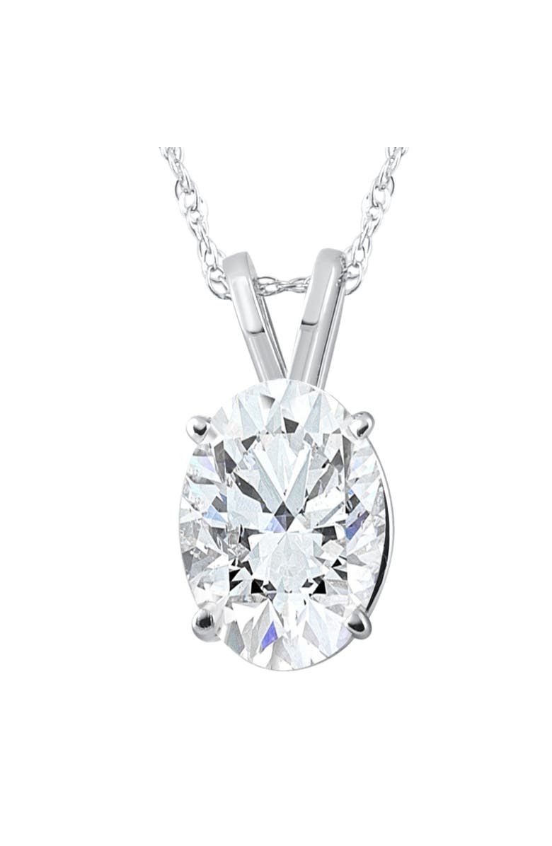 Bliss Diamond Certified 3Ct Oval Diamond Solitaire Certified Lab Grown Diamond Pendant Necklace, Main, color, 14K White Gold