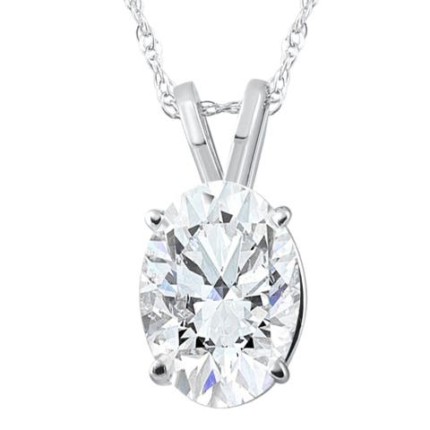 Certified 3Ct Oval Diamond Solitaire Certified Lab Grown Diamond Pendant Necklace