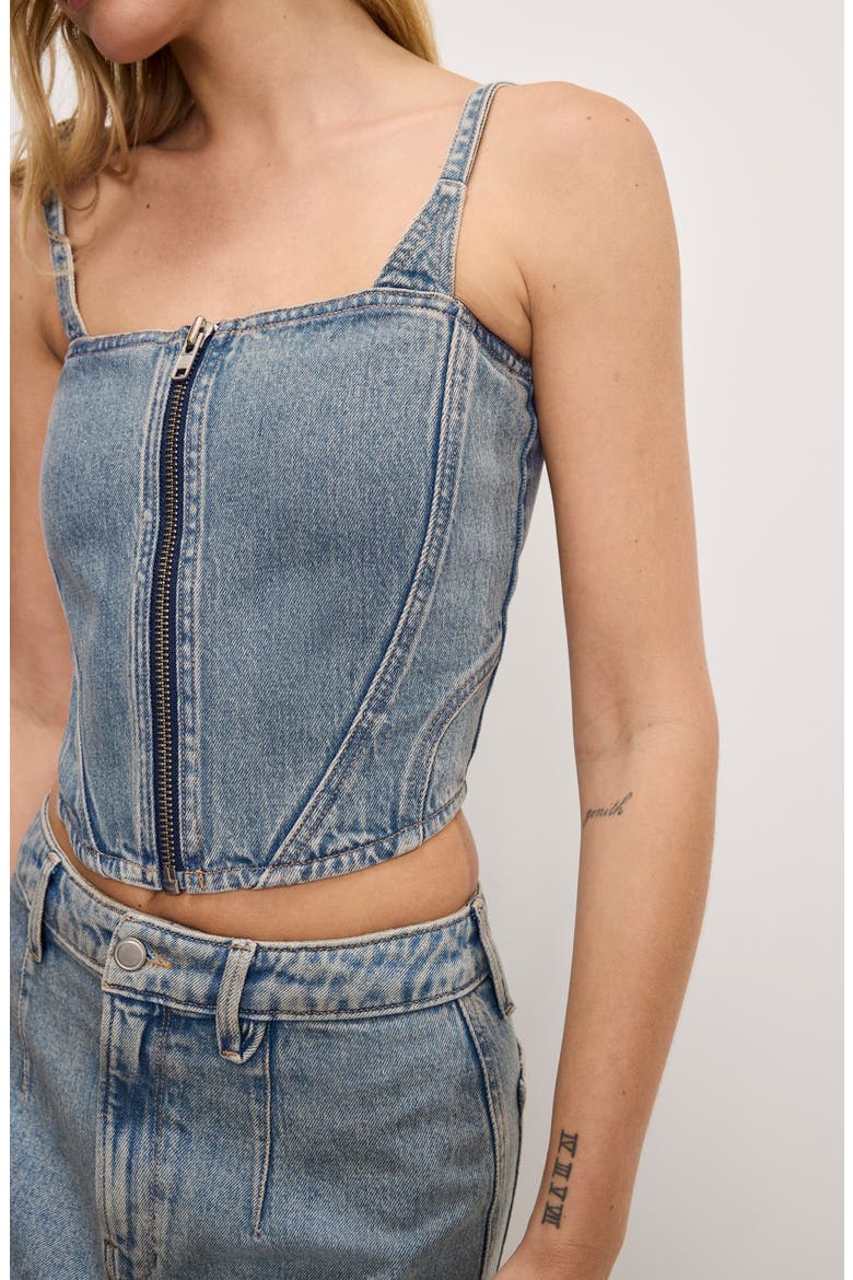 Denim Bustier Crop Top, Alternate, color, INDIGO762