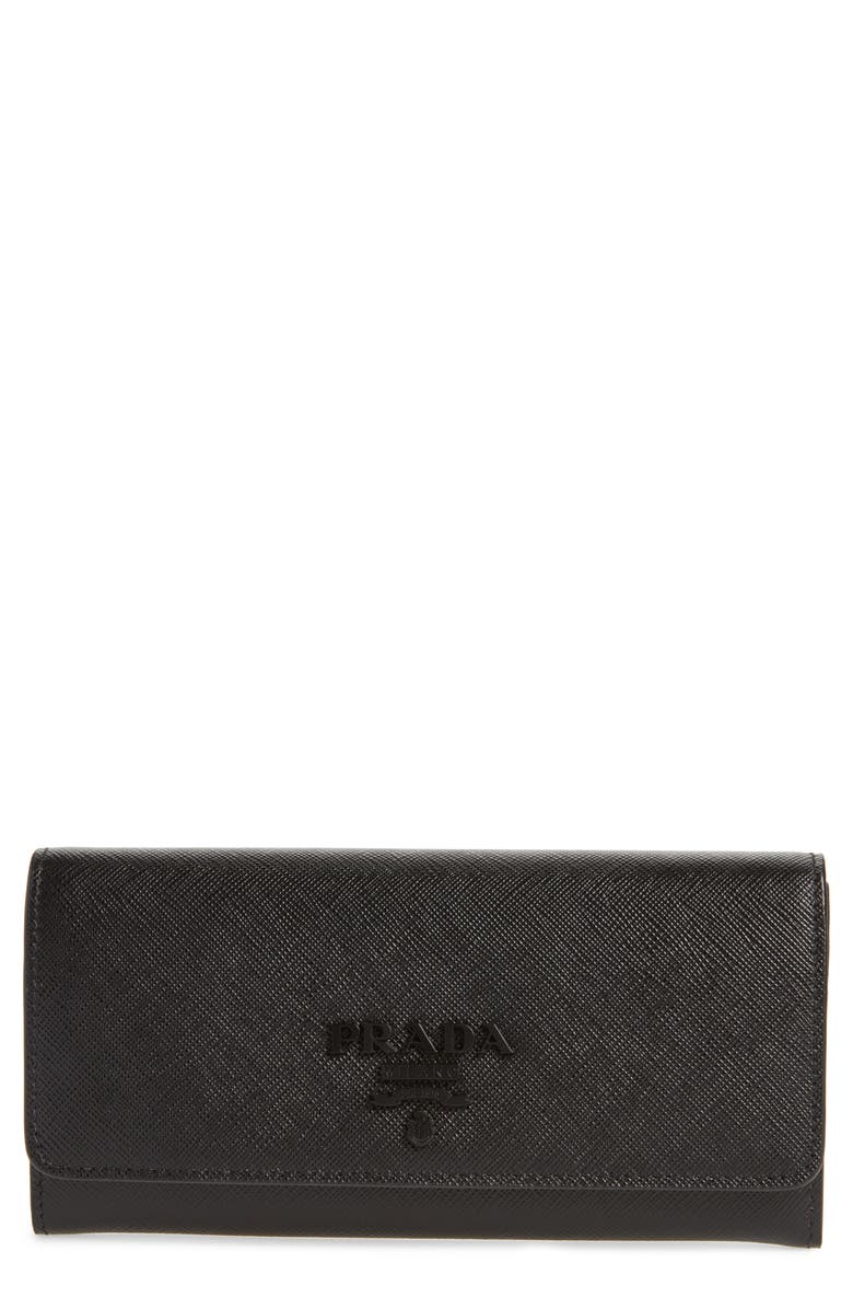 Prada Monochrome Saffiano Leather Wallet, Main, color, 