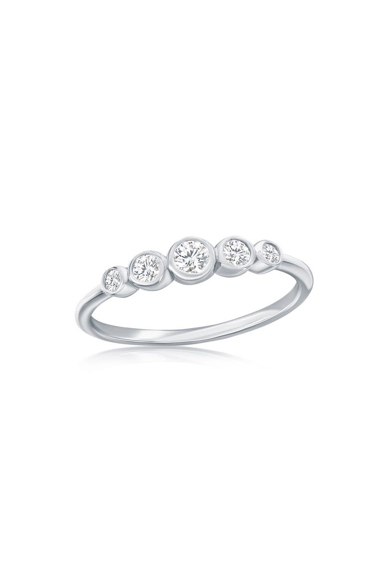 Sterling Silver Cubic Zirconia Graduated Ring, Main, color, SILVER