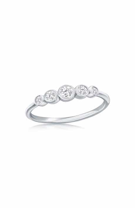 Sterling Silver Cubic Zirconia Graduated Ring