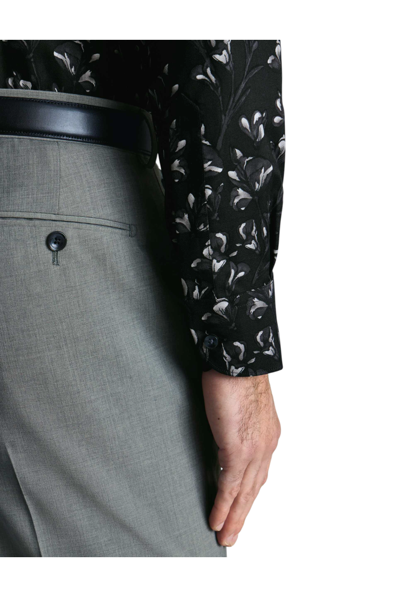 Non-Iron Stretch Floral Print Shirt, Alternate, color, Black