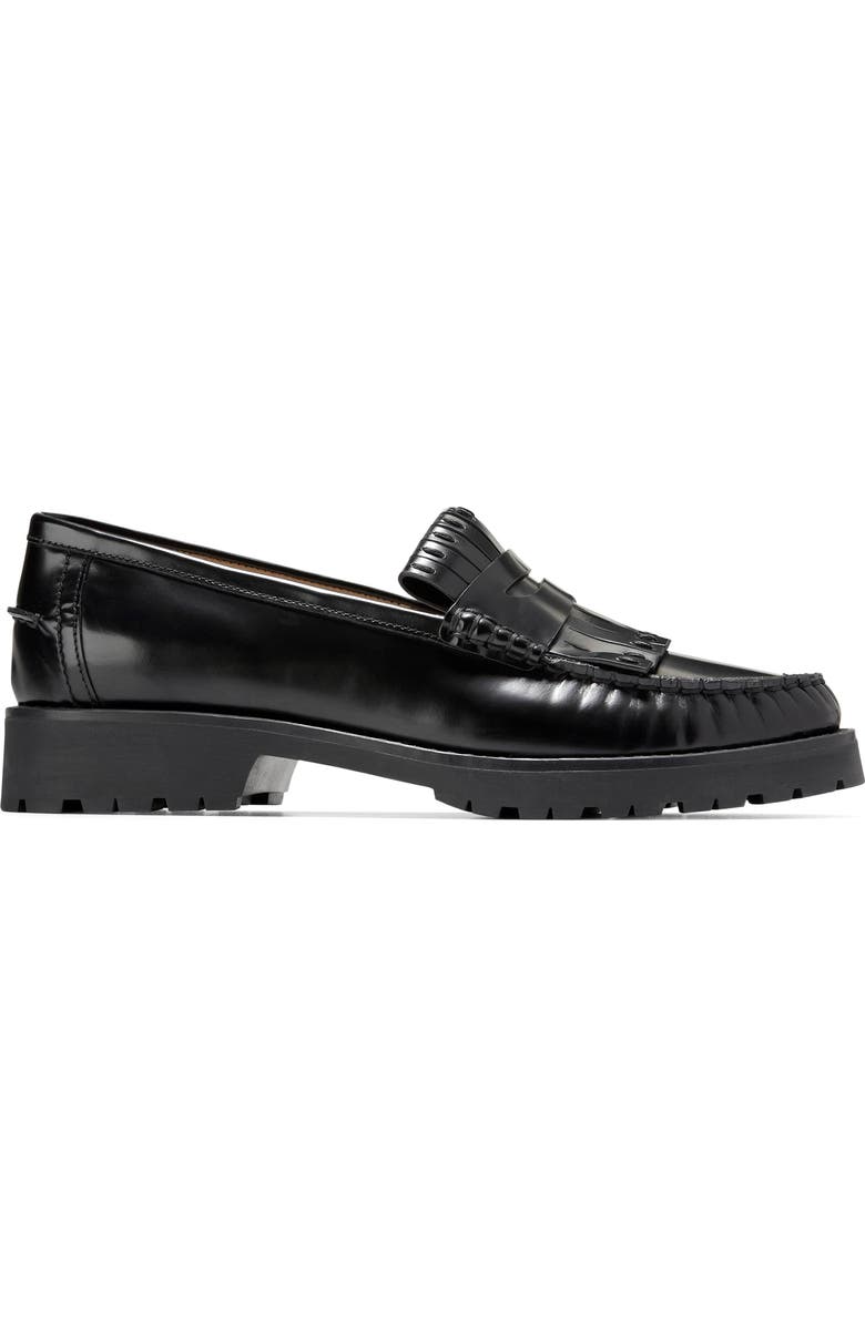 Cole Haan Treena Lug Sole Kiltie Loafer, Alternate, color, Black Box Leather