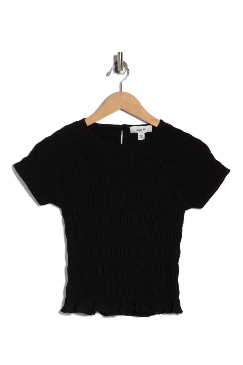 Short Sleeve Keyhole Top, Alternate, color, BLACK