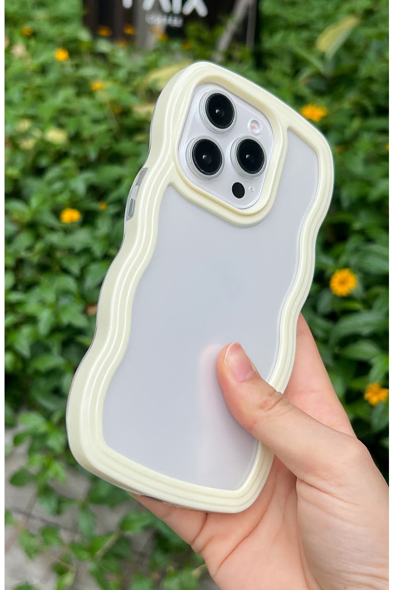Yellow Wavy Bumper iPhone 14 Pro Max Case, Alternate, color, YELLOW
