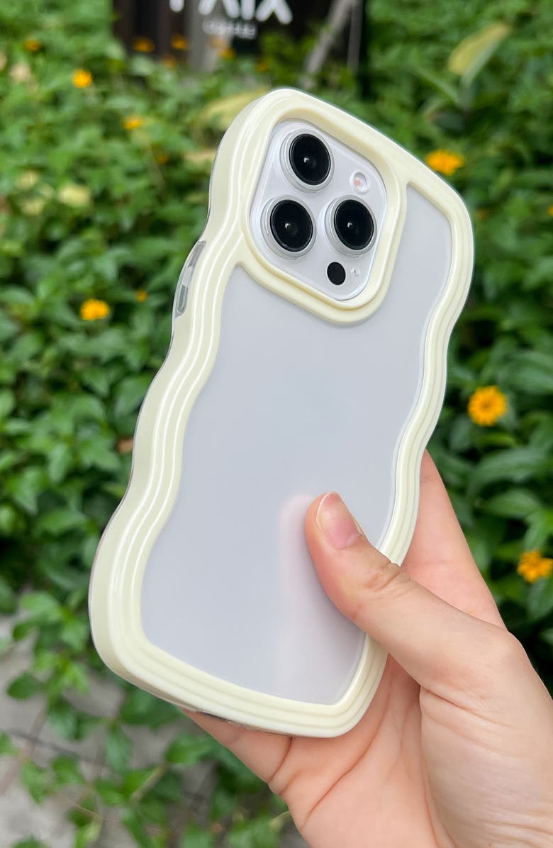 Auramma Yellow Wavy Bumper iPhone 14 Pro Max Case, Alternate, color, Yellow