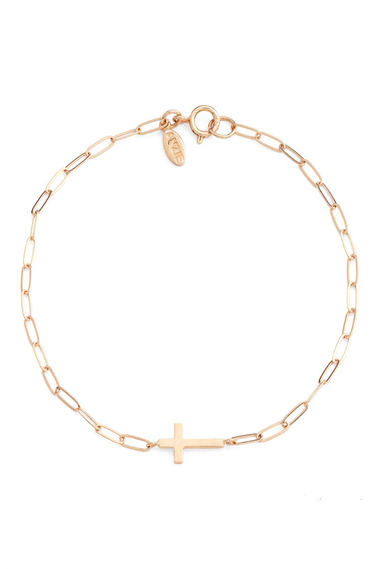 Love Letter Cross Pendant Bracelet, Main, color, GOLD