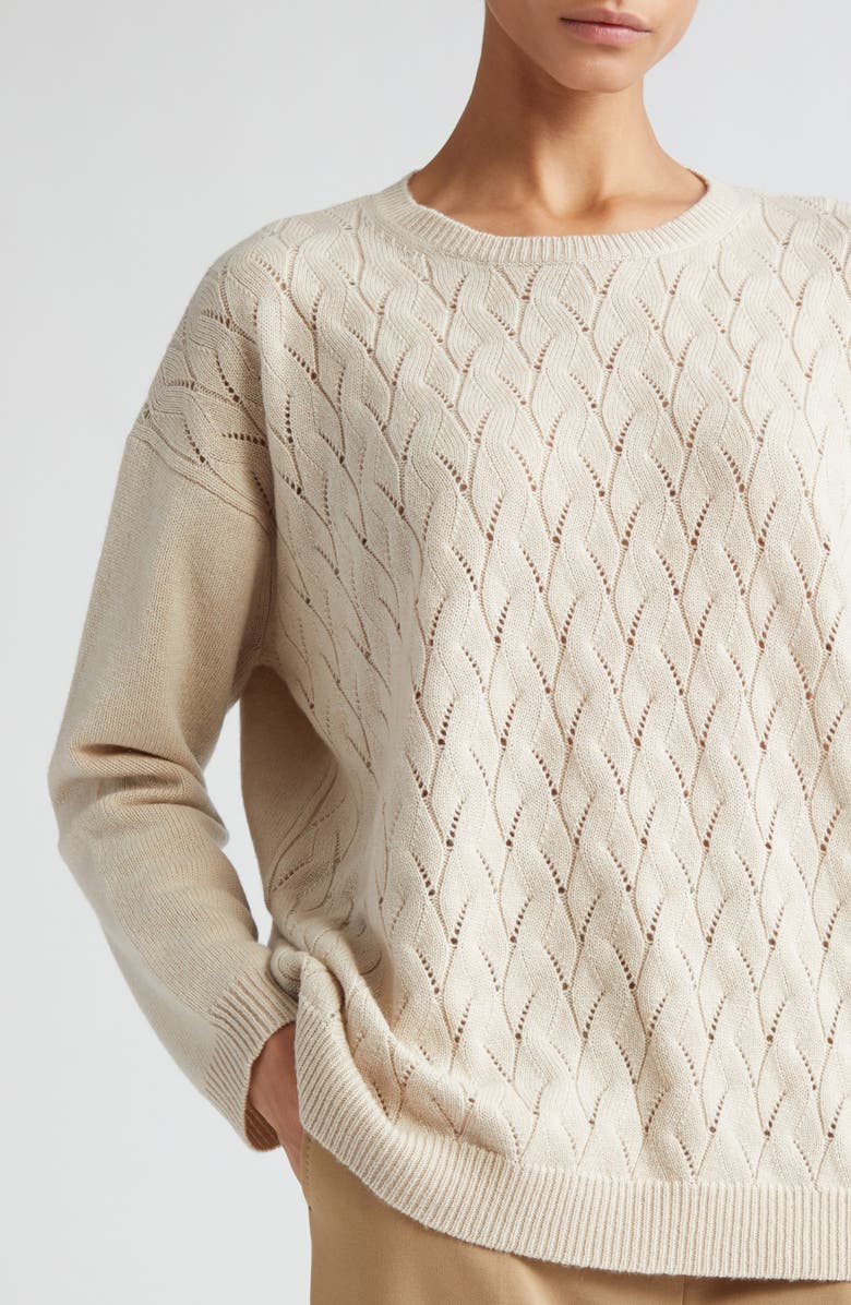 Max Mara Studio Certo Open Cable Stitch Wool & Cashmere Sweater, Alternate, color, 